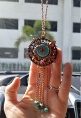 Handmade Spelled Turquoise, Copper Wire Wrapped Pendant Necklace *Elevate Your Energy* Jewelry for Healing Protection