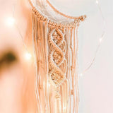 LED Crescent Moon Wood Bead Dreamcatcher UNASSEMBLED Fairy Lights Macrame Tapestry Wall Decoration Gift Large Girl Boy Nursery Wall Hanging