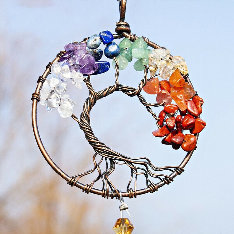 Tree of Life Circle of Life w Gift Bag 13" x 1.8" Eternity Crystal Suncatcher Car Charm Pendant Rainbow Maker Birthday Bridesmaid