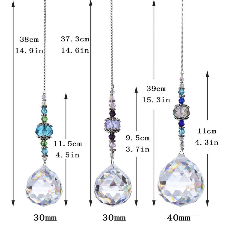 Set of 3 Crystal Suncatchers Set Car Charm Ornament Home Window Wedding Blue Purple 40mm 30mm Bridesmaid Birthday Valentine's Day