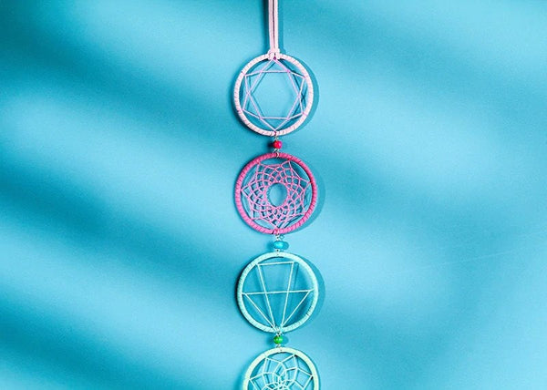 Chakra Symbols Rainbow Dreamcatcher, 7 Rings Large Buddha Symbol Wall Hanging Decor Car Pendant Sacred Geometry Birthday Gift Christmas Gift