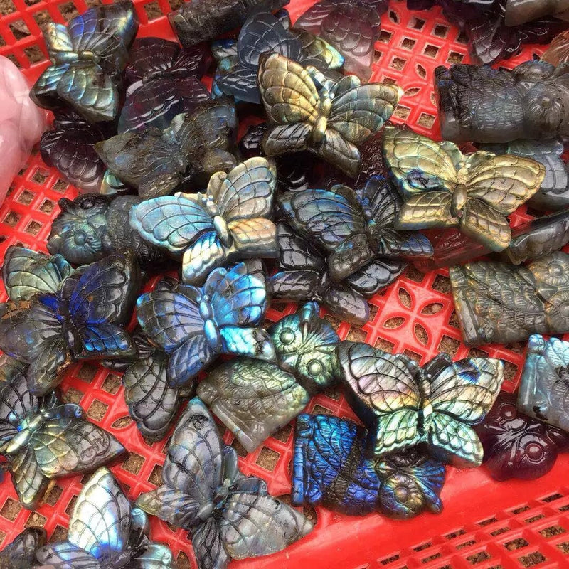 HIGH FLASH Labradorite Butterfly Hand Carved Crystal from Madagascar Altar Tile Birthday Anniversary Friend Christmas Gift Alter Tile