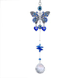 Evil Eye Blue Butterfly Suncatcher Crystal Sun Catcher Prism Ball Rainbow Maker Wind Chime Window Decoration Home Nursery Decor Gift For Her