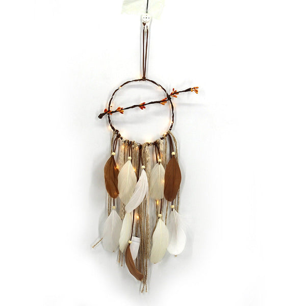 Rustic Dream Catcher Brown Tan Earthy Feather Beaded Dreamcatcher Tree Twig Wall Art Girl Boy Unisex Nursery Native American Decor