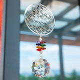 Flower of Life Mandala Suncatcher Christmas Gift Sacred Geometry Crystal Rear View Mirror Car Hanging Decor Rainbow Maker Bridesmaid Gift