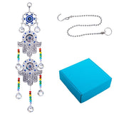 Large Evil Eye Blue Hamsa Chakra Crystal Suncatcher Prism Ball Wall Hanging Rainbow Maker Window Nursery Bridesmaid Gift