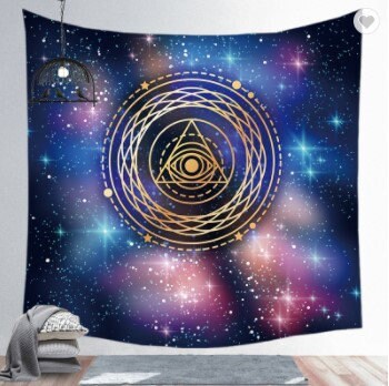XL 60x80" Evil Eye Geometric Black Light Tapestry Star Wall Hanging Bedroom Decor Large Moon Stars Astrology Night Sky Lights Remote Control