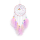 Pale Pink Dream Catcher Unicorn Dreamcatcher Planet Charm Beaded Feather Unique Wall Art Decoration Girl Nursery Kids Room Decor