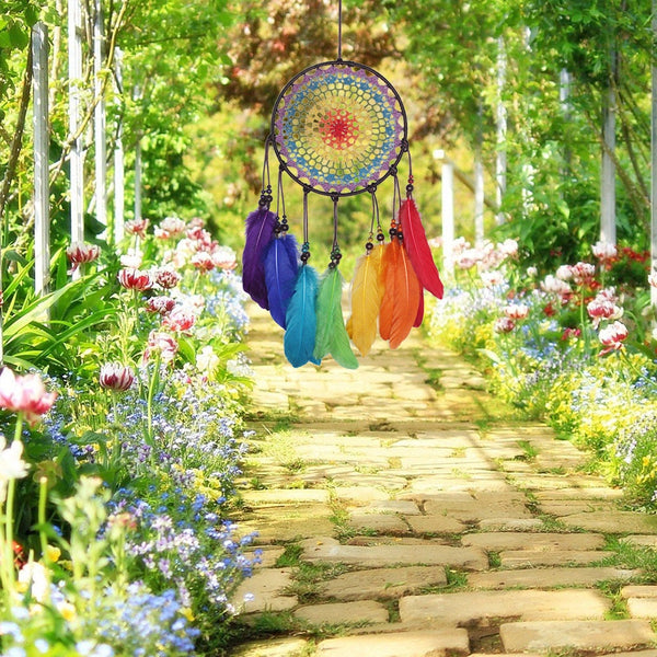 Rainbow Feather Dream Catcher Dreamcatcher Chakra Unique Wall Art PRIDE Gay Lesbian Decor Girl Boy Unisex Nursery Zen Boho Charity