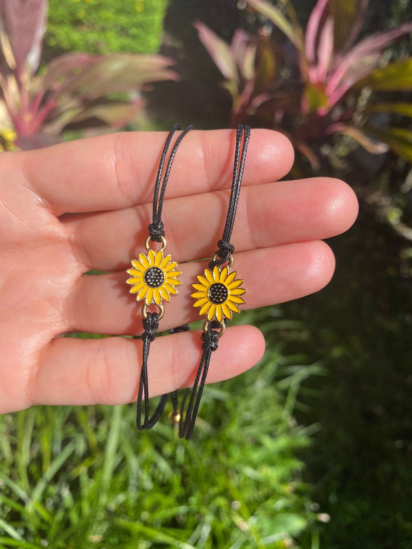 Sunflower Friendship Bracelet Adjustable Braided Set of 2 Best Friend Bracelet Charm Bracelet Couples Best Friends Girls Mother Daughter