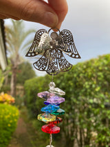 Guardian Angel Suncatcher Car Charm, Rainbow Crystal Suncatcher Prism Rear View Mirror Decor Rainbow Maker Window Hangings Birthday Sympathy