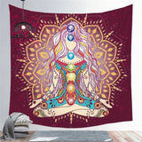 XL 60x80" Chakra Mandala Black Light Tapestry Wall Hanging Bedroom Decor Large Buddhist Festival Spiritual Meditation Room Lights Remote