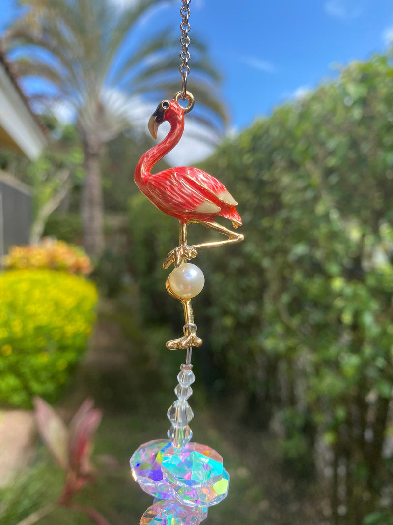 Flamingo Suncatcher Crystal Pendant Sun Catcher Car Charm, Rainbow Maker Hanging Window Decoration Wedding Bridesmaid Wedding Gift