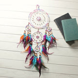 Rainbow Native American Feather Dreamcatcher Flower Rose Unique Wall Large Dream Catcher Art Girl Boy Nursery Zen Boho Decor Wood Beads