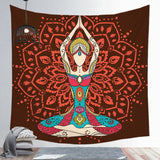 XL 60x80" Red Chakra Mandala Black Light Tapestry Wall Hanging Bedroom Large Buddhist Festival Spiritual Meditation Room LED Lights Remote