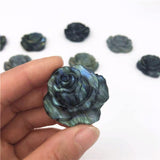 Rare High Flash Labradorite Rose Hand Carved Crystal Flower Gift to Say I Love You Christmas Birthday Anniversary Gift Stocking Stuffers