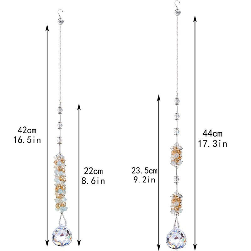 2 Suncatcher Peach Gift Set Gold Cascade Beads Crystal Prism Rear View Mirror Car Charm Pendant Window Hanging Rainbow Maker Bridesmaid Gift