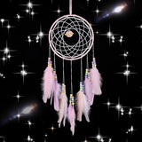 Pale Pink Dream Catcher Unicorn Dreamcatcher Planet Charm Beaded Feather Unique Wall Art Decoration Girl Nursery Kids Room Decor