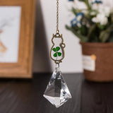 Choose 1 or Set of 3 Cat Suncatcher Dried Flowers 4 Leaf Clover Pendant Crystal Ornament Home Garden Window Kitty Birthday Bridesmaid Gift