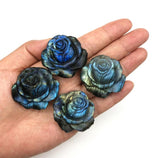 Rare High Flash Labradorite Rose Hand Carved Crystal Flower Gift to Say I Love You Christmas Birthday Anniversary Gift Stocking Stuffers