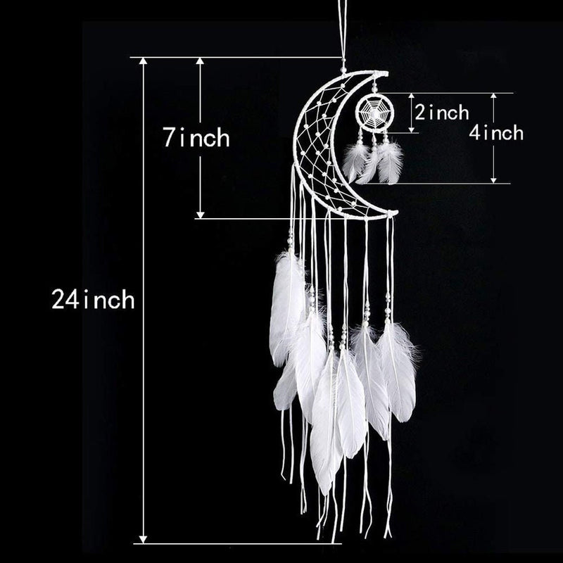 White Feather Dream Catcher Beaded Dreamcatcher Unique Wall Art Decoration Girl Girls Nursery Hanging Zen Decor I Love You to Moon and Back