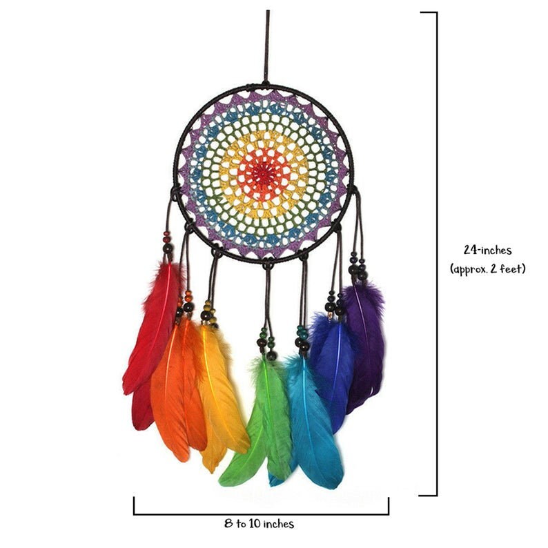 Rainbow Feather Dream Catcher Dreamcatcher Chakra Unique Wall Art PRIDE Gay Lesbian Decor Girl Boy Unisex Nursery Zen Boho Charity