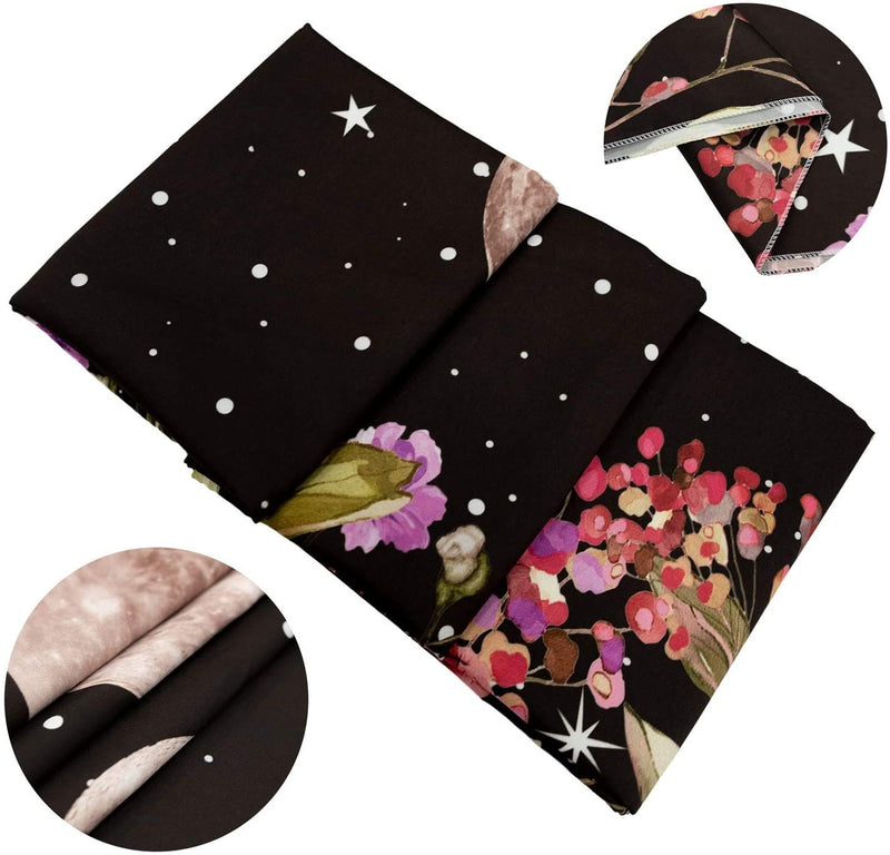 XL 60x80" Moon Phase Black Light Tapestry Lights Star Flowers Background Floral Astrology Festival Eclipse Sky Bedroom Large Remote