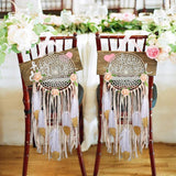 Boho White Gold Feather Floral Dreamcatcher Country Rustic Wedding Photos Decoration Unique Wall Hanging Natural Dream Catcher Zen Nursery