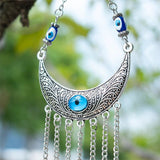 Blue Evil Eye Crescent Moon Crystal Prism Suncatcher for Window Decor Prism Ball Home Garden Nursery Hangings Decoration Bridesmaid Gift