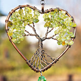 Citrine Heart Tree of Life Sun Catcher 13" x 1.8" Crystal Charm Suncatcher Ball Pendant Rainbow Maker Birthday Valentines Day Gift