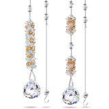 2 Suncatcher Peach Gift Set Gold Cascade Beads Crystal Prism Rear View Mirror Car Charm Pendant Window Hanging Rainbow Maker Bridesmaid Gift