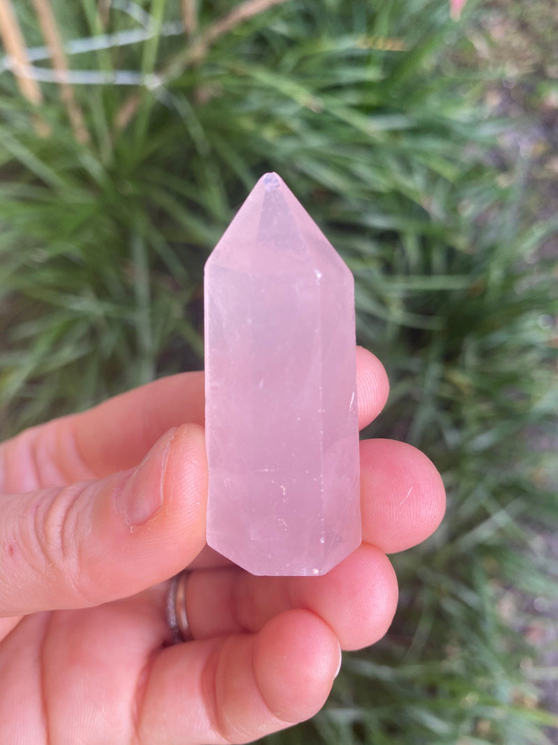 2.1-3.5" Rose Quartz, Green Flourite & Amethyst Obelisk Tower Points, Beginner Crystal Lot Set of 3 Crystals Birthday Christmas Gift