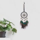Peacock Feather Dream Catcher, Gold Beads Handmade Dreamcatcher Home Wall Decor, Car Charm Unisex Boy Girl Nursery