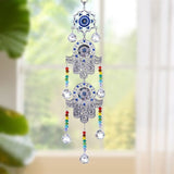 Large Evil Eye Blue Hamsa Chakra Crystal Suncatcher Prism Ball Wall Hanging Rainbow Maker Window Nursery Bridesmaid Gift