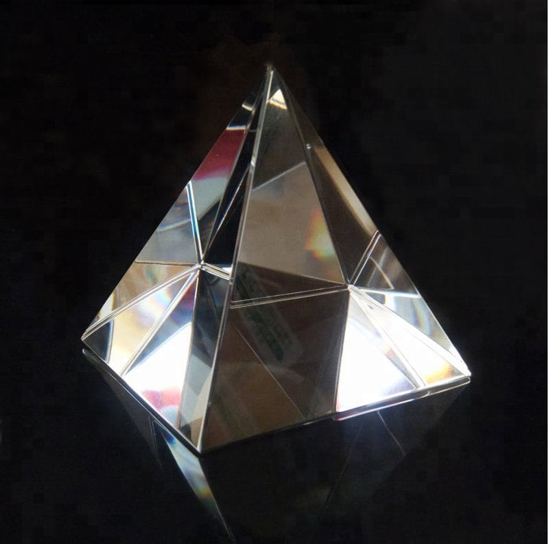 Top Drilled Hole 50mm Clear Crystal Pyramid Bead, Egypt Suncatcher Prism Energy Grid Feng Shui Paper Weight Gift Small Large XL