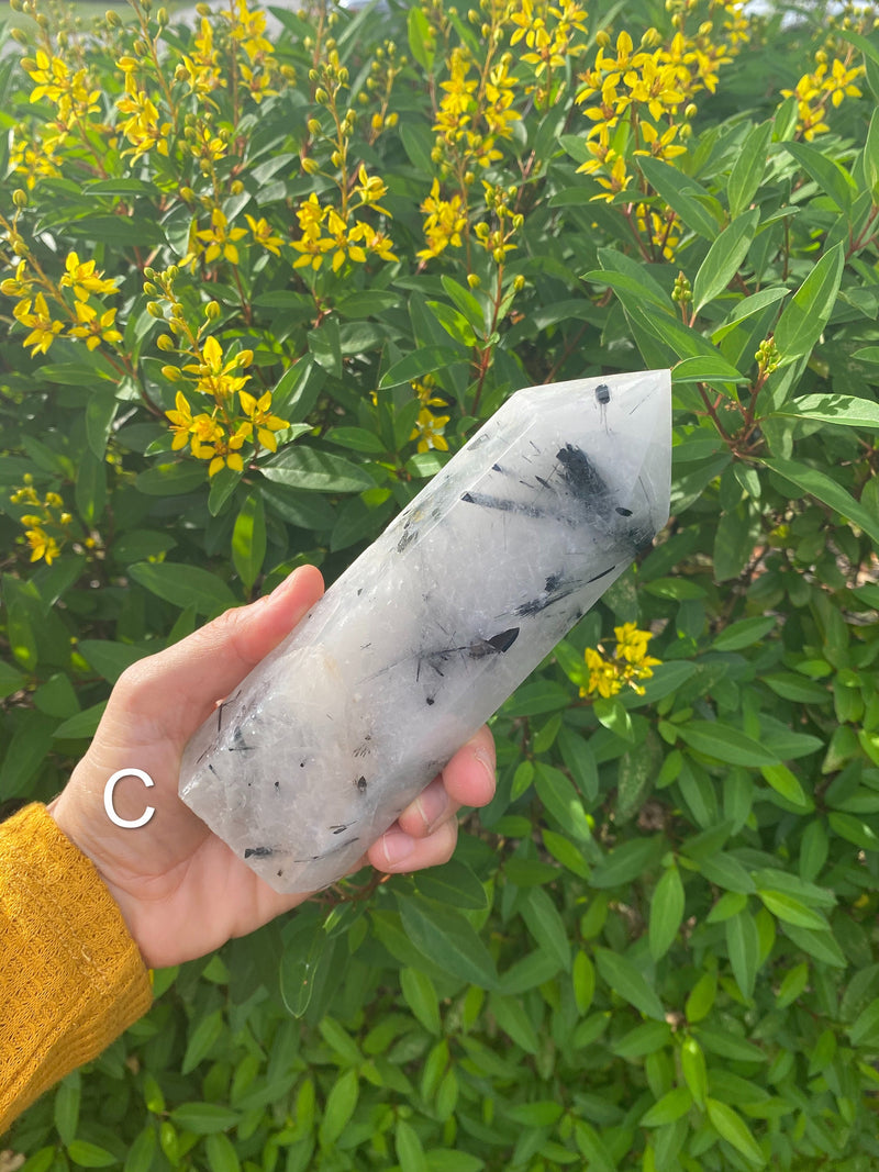 Large Tourmalinated Quartz 540-600g 6" to 6.5” Standing Obelisk from Brazil Black Quartz Display Wand Natural Big XL Crystal Column Healing