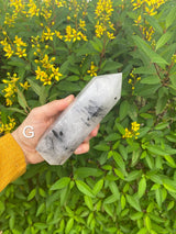 Large Tourmalinated Quartz 540-600g 6" to 6.5” Standing Obelisk from Brazil Black Quartz Display Wand Natural Big XL Crystal Column Healing