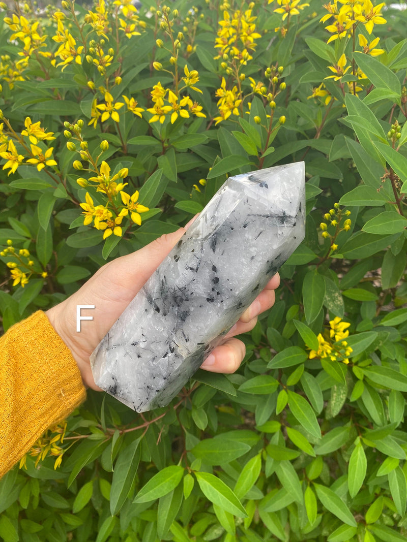 Large Tourmalinated Quartz 540-600g 6" to 6.5” Standing Obelisk from Brazil Black Quartz Display Wand Natural Big XL Crystal Column Healing