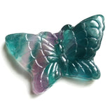 Rainbow Fluorite Butterfly Hand Carved Crystal Altar Tile Birthday Christmas Anniversary Wife Girlfriend Friend Gift Alter Tile Purple Green