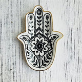 4.5" Ceramic Floral Hamsa Black White Gold Unique Jewelry Tray Dish Crystal Holder Decorative Plate Earring Ring Unique Wedding Favors Gift