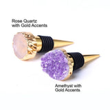 Crystal Wine Bottle Stopper Rose Quartz Ball, Amethyst Geode, Clear Quartz Terminated Point, Bottle Stoppers Christmas Birthday Gift Set