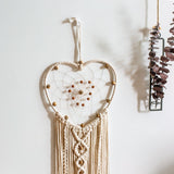 Heart Macrame Dreamcatcher (UNASSEMBLED Led Fairy Lights) Tapestry Turquoise Bead Wall Decor Girl Boy Unisex Nursery Hanging Girls Boys Room