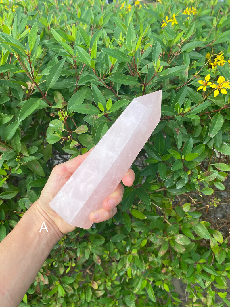 6.6-7.2” Huge Rose Quartz 560-730g Standing Quartz Obelisk Madagascar Dark Pink Display Natural Big Love Crystal Column XL Large A+ Healing