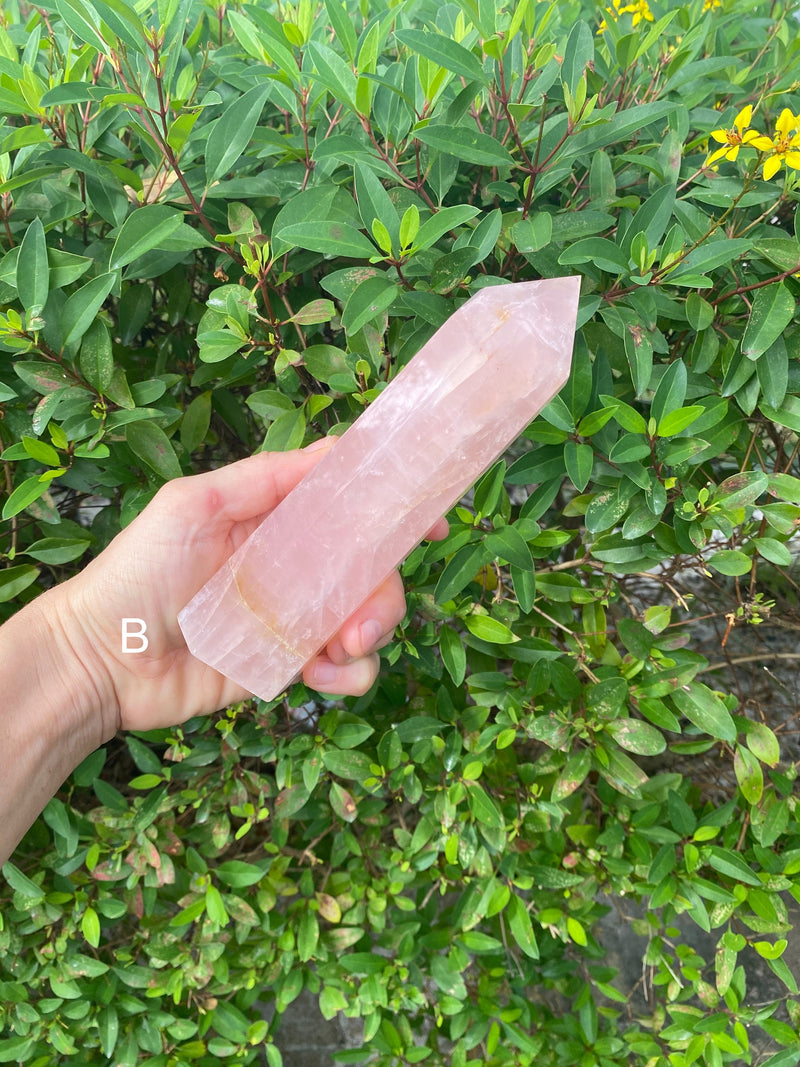 6.6-7.2” Huge Rose Quartz 560-730g Standing Quartz Obelisk Madagascar Dark Pink Display Natural Big Love Crystal Column XL Large A+ Healing