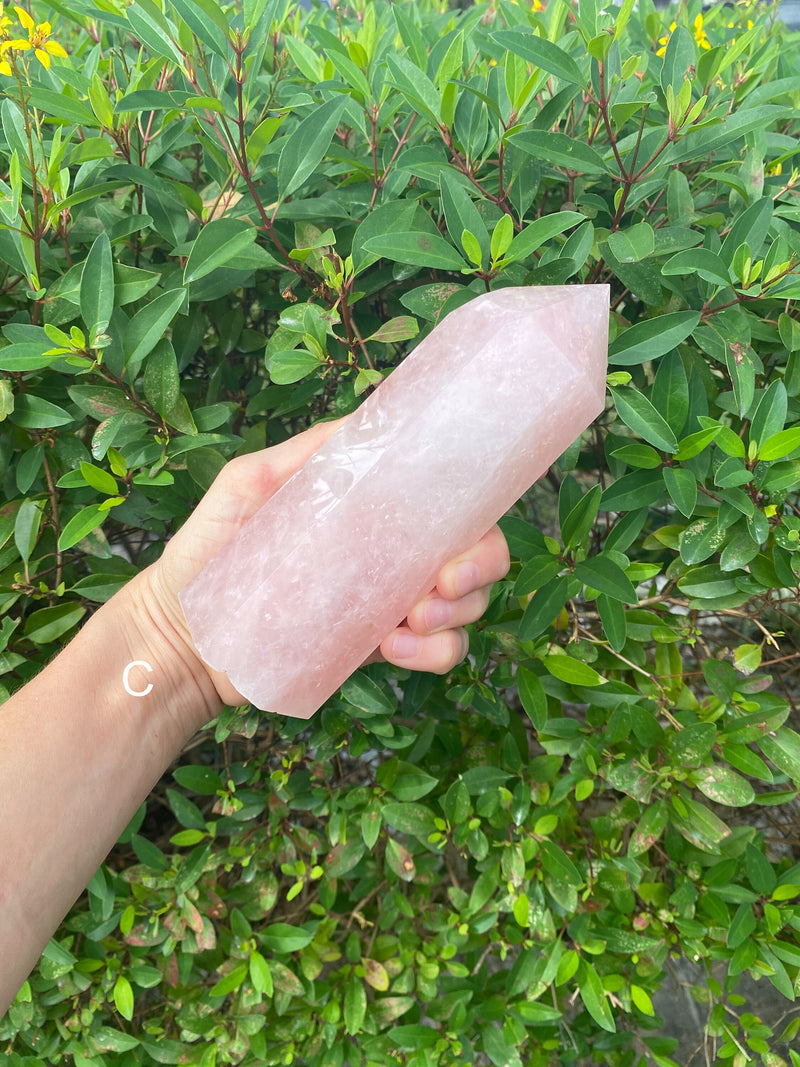 6.6-7.2” Huge Rose Quartz 560-730g Standing Quartz Obelisk Madagascar Dark Pink Display Natural Big Love Crystal Column XL Large A+ Healing