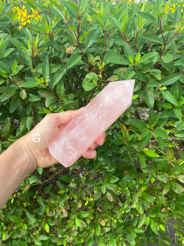 6.6-7.2” Huge Rose Quartz 560-730g Standing Quartz Obelisk Madagascar Dark Pink Display Natural Big Love Crystal Column XL Large A+ Healing