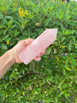 5.1-6.25” Huge Rose Quartz 390-630g Standing Quartz Obelisk Madagascar Dark Pink Display Natural Big Love Crystal Column XL Large A+ Healing