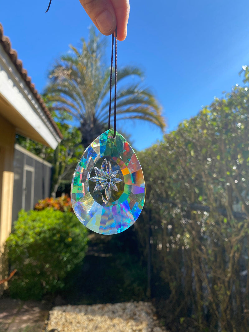 3" Large Suncatcher Star Prism Hanging Car Charm Window Faceted Sun Catcher Craft Crystal Chandelier Decoration Bridesmaid Gift AB Color