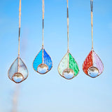 Stained Glass Teardrop Suncatcher Window Hanging Pendant Decoration Car Charm Christmas Ornament Home Decor Patio Blue Green Gray Pink