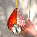 Stained Glass Teardrop Suncatcher Window Hanging Pendant Decoration Car Charm Christmas Ornament Home Decor Patio Blue Green Gray Pink